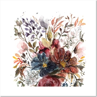 Loose watercolor florals Posters and Art